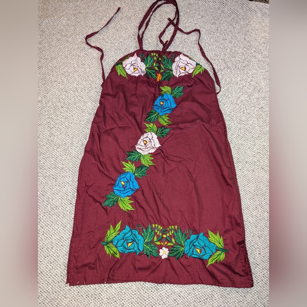 Red and Blue Sleeveless Halter Sundress